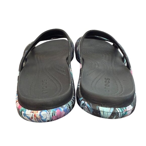 Crocs Womens Dark Floral Pattern Multicolor Slide Sandals Size 7 - Picture 4 of 9